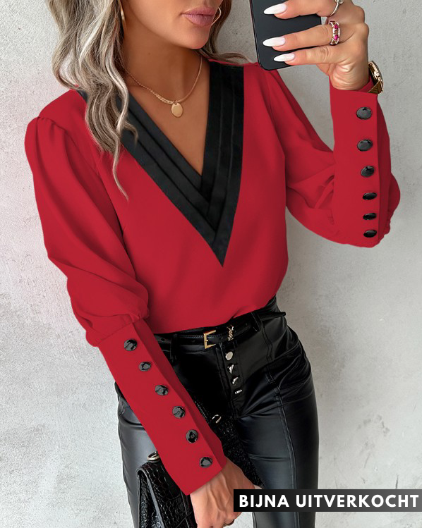 Donna Valentina™ | Blouse met Gigot-mouwen met knopen
