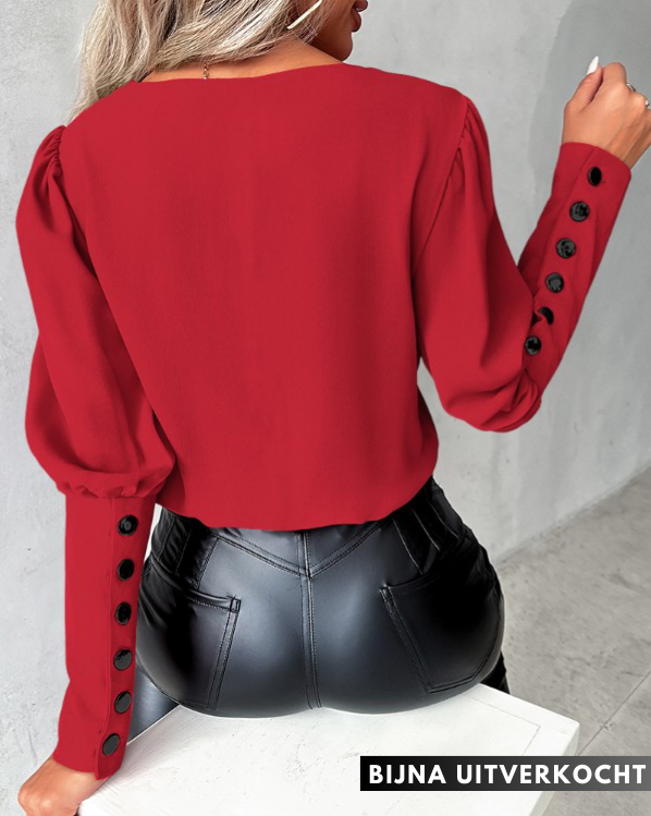 Donna Valentina™ | Blouse met Gigot-mouwen met knopen