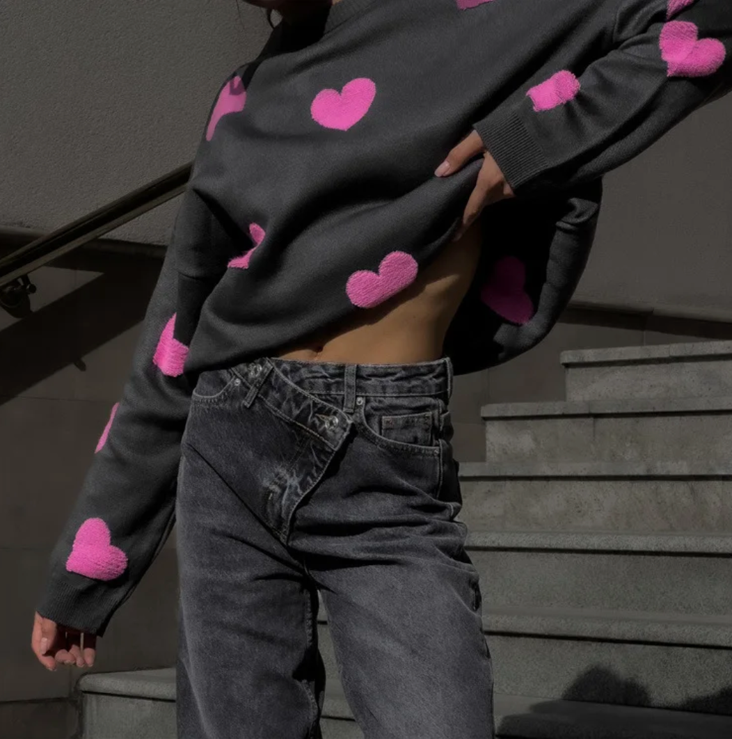 Tialda | Comfy Trui met hartprint
