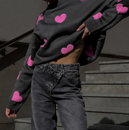 Tialda | Comfy Trui met hartprint