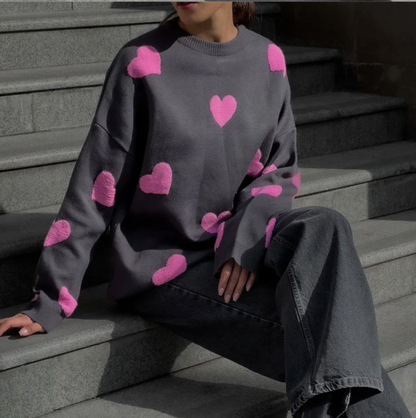 Tialda | Comfy Trui met hartprint