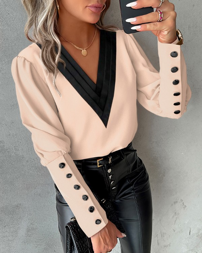 Donna Valentina™ | Blouse met Gigot-mouwen met knopen
