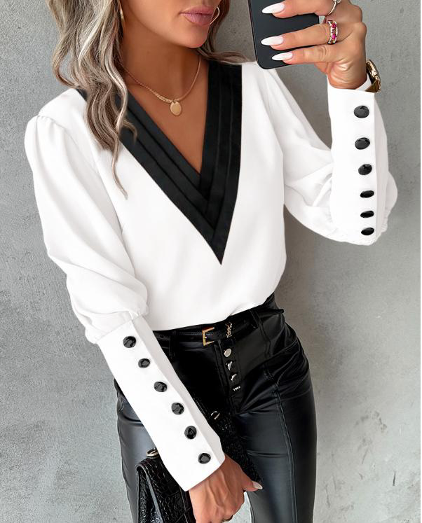 Donna Valentina™ | Blouse met Gigot-mouwen met knopen