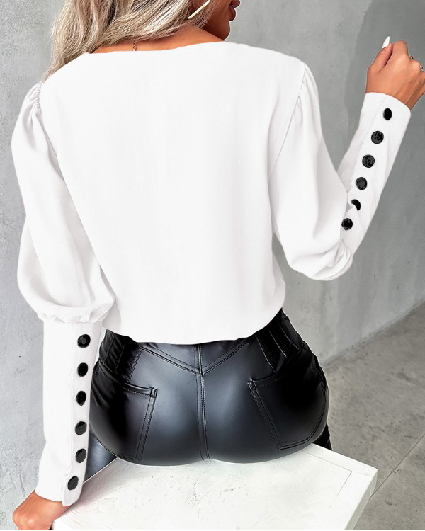 Donna Valentina™ | Blouse met Gigot-mouwen met knopen